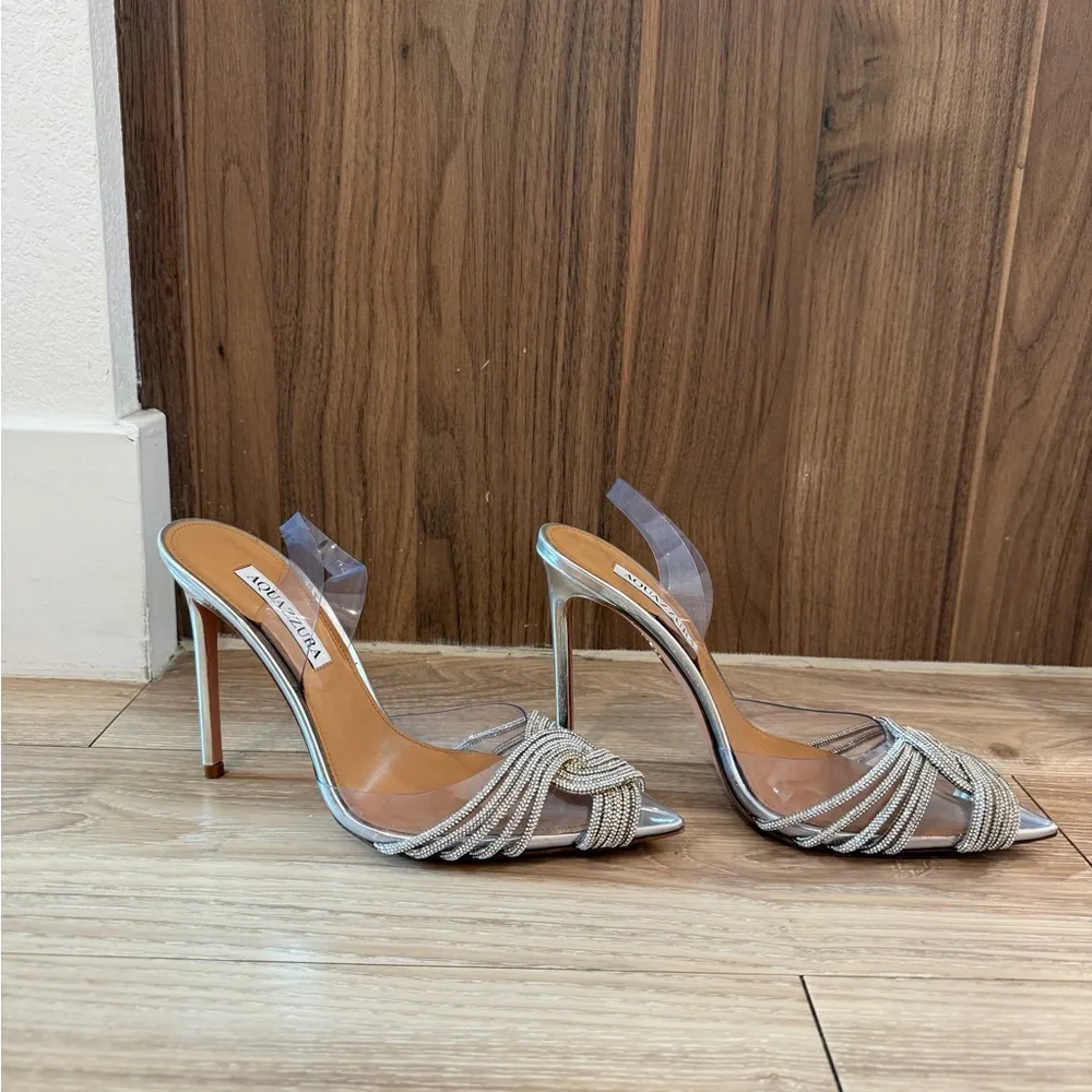 Aquazzura Gatsby Plexi Slingback Pointed-Toe Heels - Picture 4 of 6